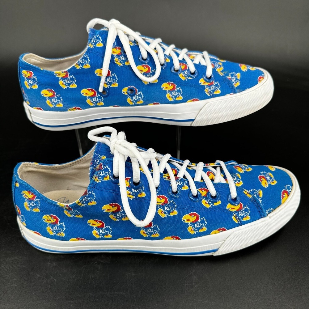 Kansas Jayhawks NCAA Mascot Sneakers UNISEX Row One Lace Up MENS 7.5 WOMENS 9